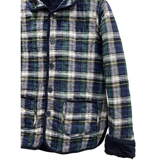 Quilted Corduroy Jacket Womens Small Blue Plaid Preppy Gorpcore Fall Reversible - Picture 7 of 8